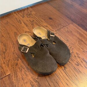 Birkenstock Brown Suede Flats
